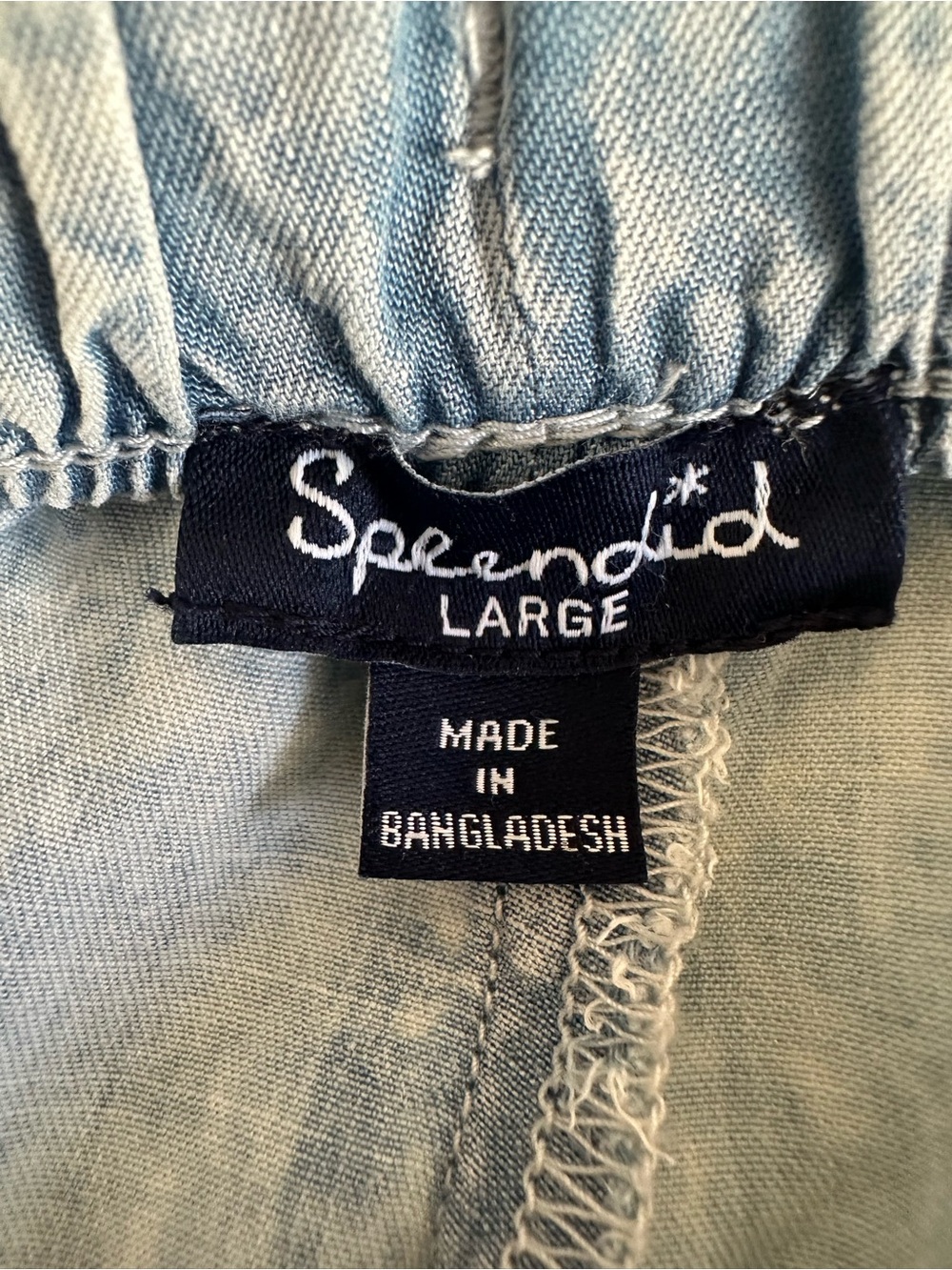 Splendid Pants Wide Leg Blue Stone Wash Lyocell Pull On Pockets Women’s L Beach - Picture 2 of 14